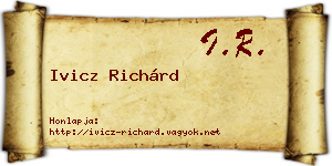 Ivicz Richárd névjegykártya